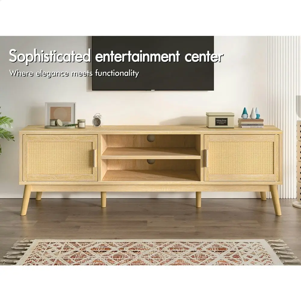 Alfordson Entertainment Unit Rattan Oak 160cm