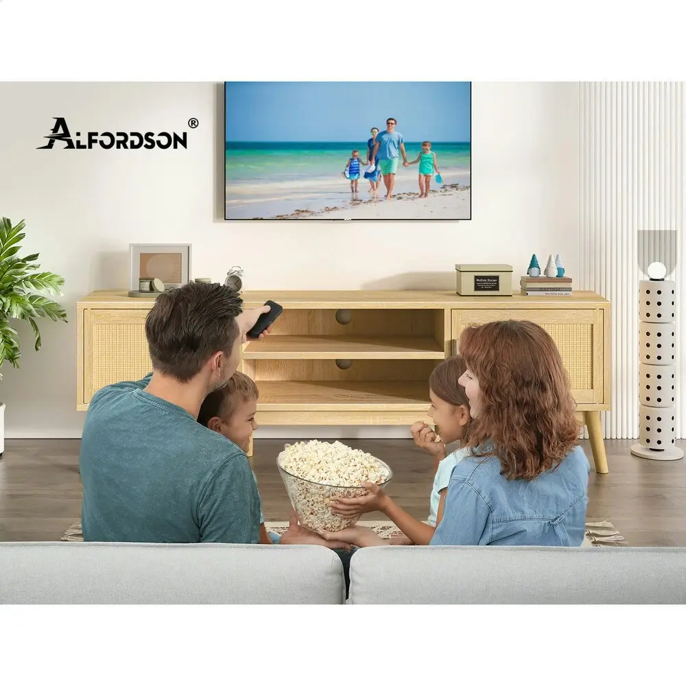 Alfordson Entertainment Unit Rattan Oak 160cm