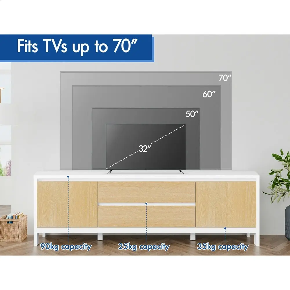 Alfordson Entertainment Unit Cabinet 180cm White