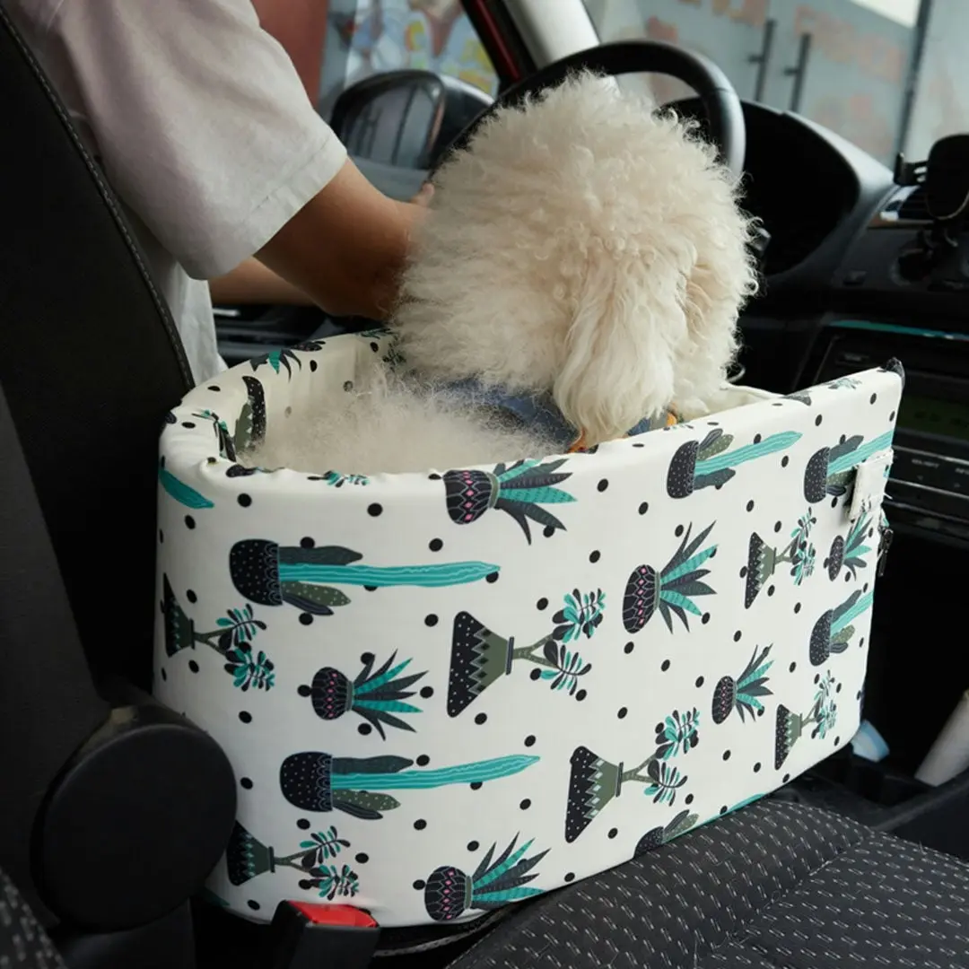 Soga Car Central Control Nest Pet Safety Travel Bed Dog Kennel Portable Washable Pet Bag White