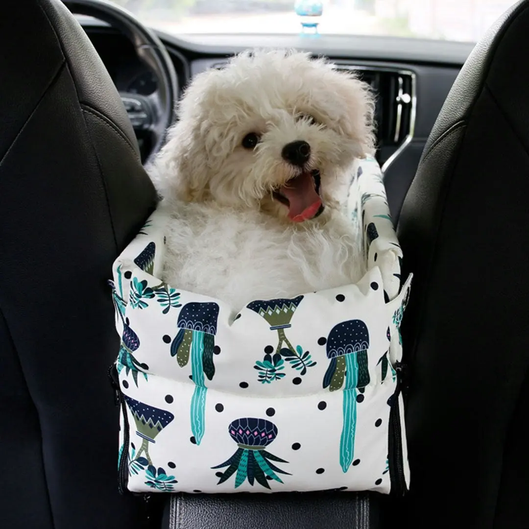 Soga Car Central Control Nest Pet Safety Travel Bed Dog Kennel Portable Washable Pet Bag White