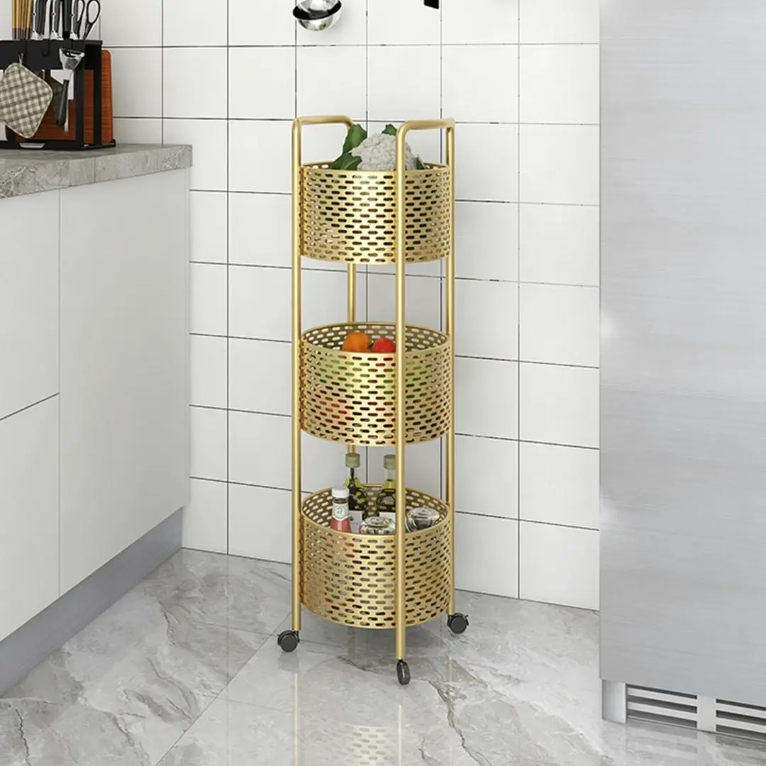 Soga 3 Tier Bathroom Shelf Multifunctional Storage Display Rack Organiser with wheels