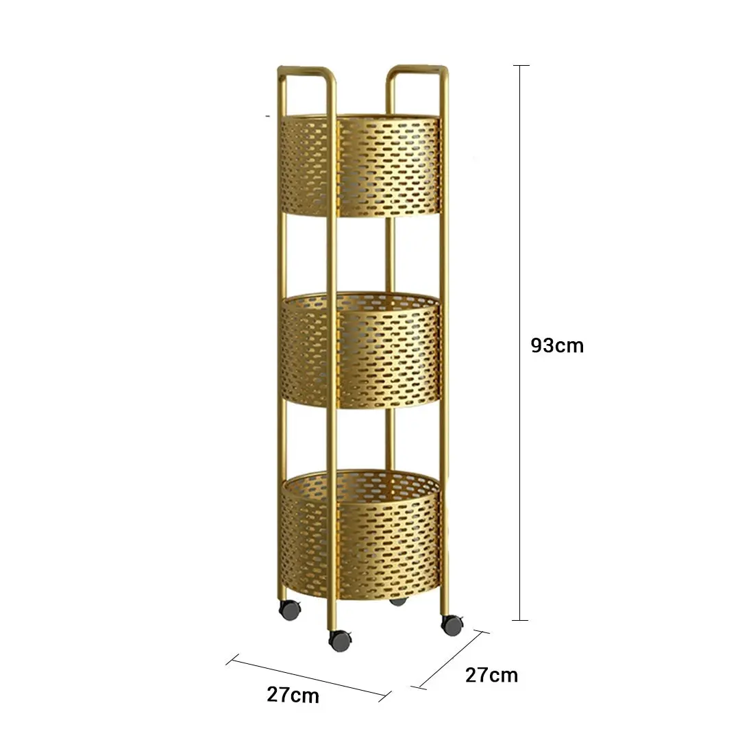 Soga 3 Tier Bathroom Shelf Multifunctional Storage Display Rack Organiser with wheels