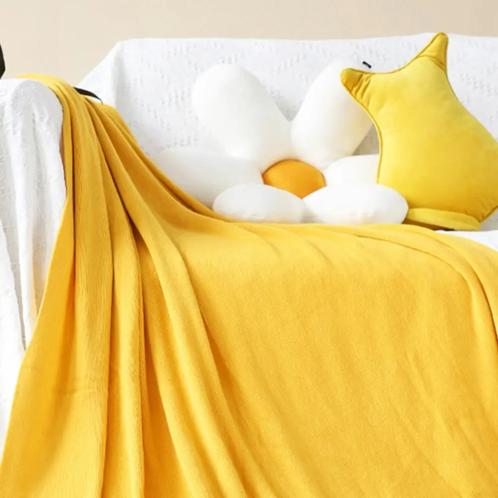 Soga Yellow Acrylic Knitted Throw Blanket Solid Fringed Warm Cozy Woven Cover Couch Bed Sofa Home Decor