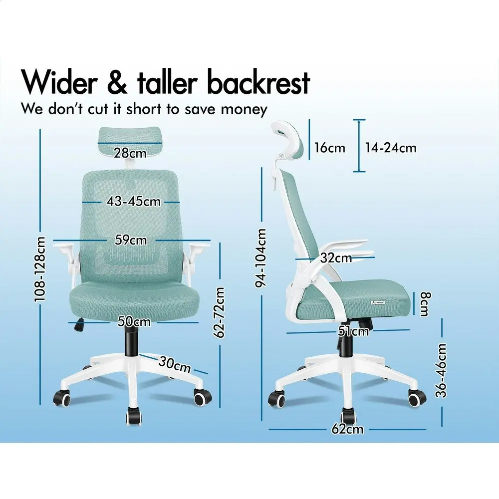 Alfordson Mesh Office Chair Cyan & White