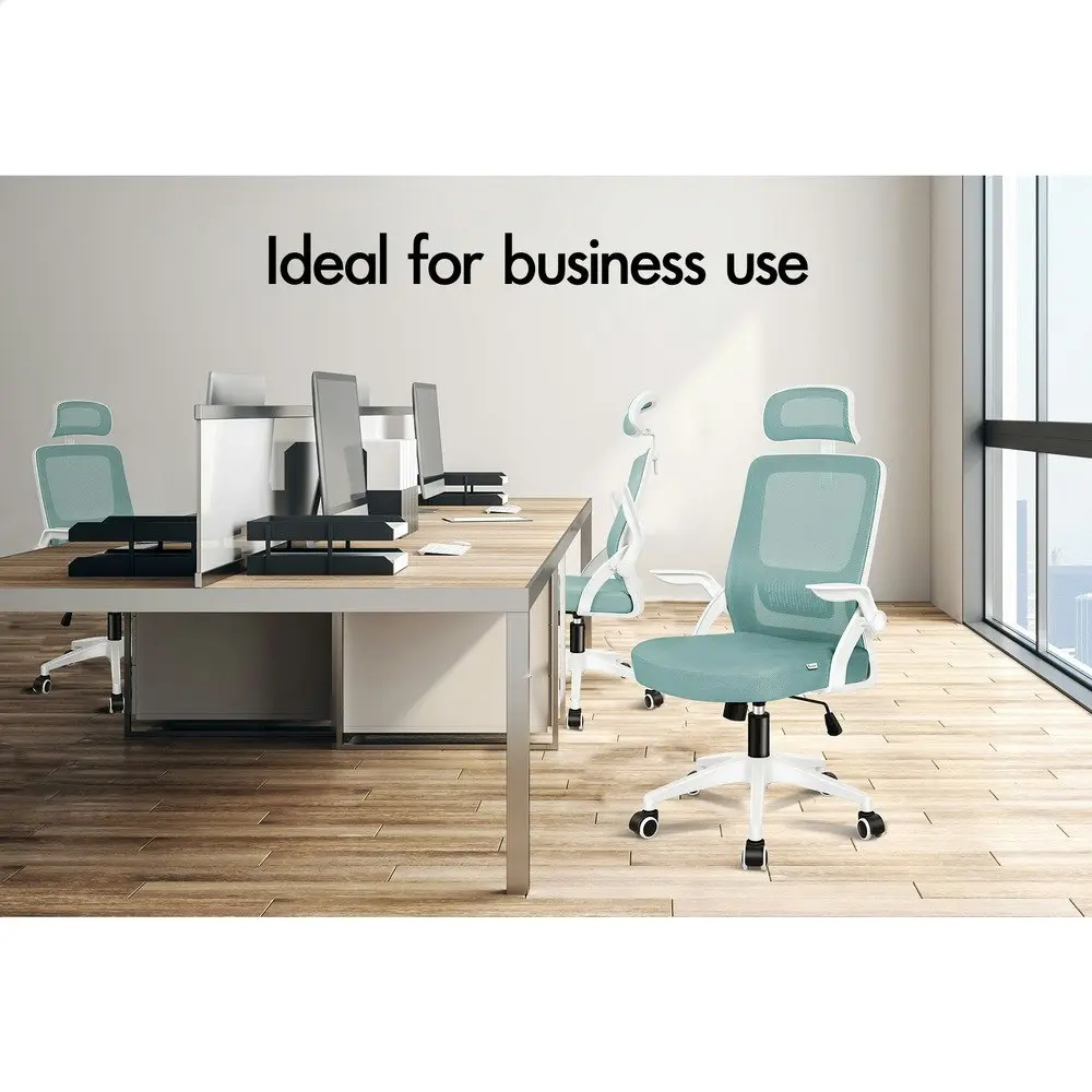 Alfordson Mesh Office Chair Cyan & White