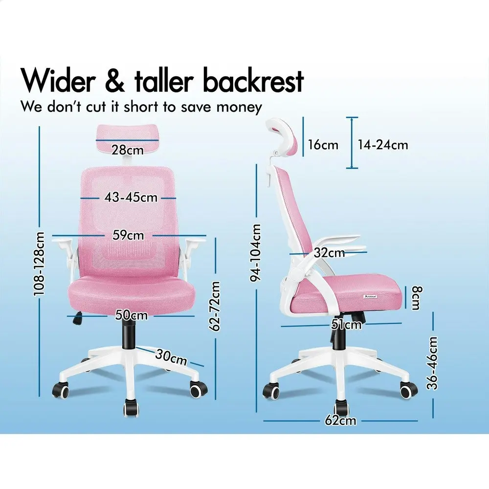 Alfordson Mesh Office Chair Pink & White