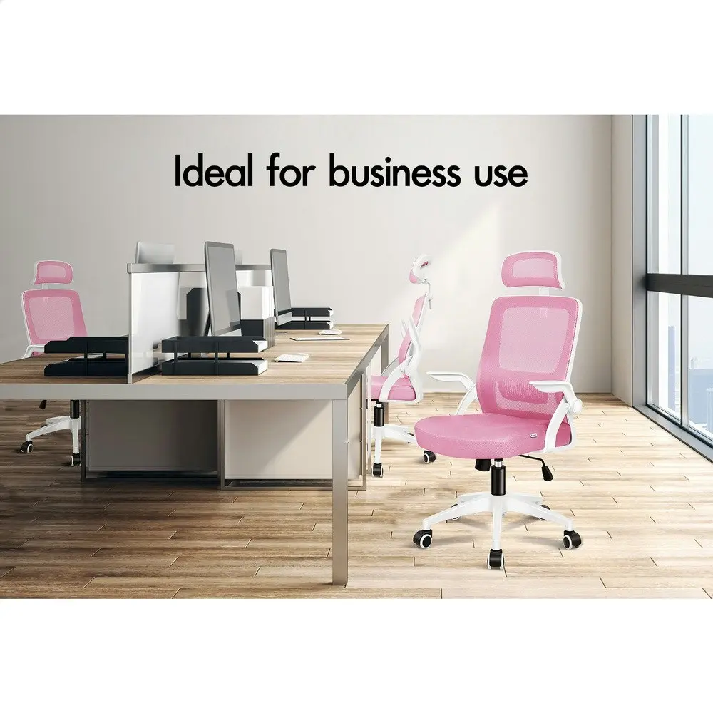 Alfordson Mesh Office Chair Pink & White