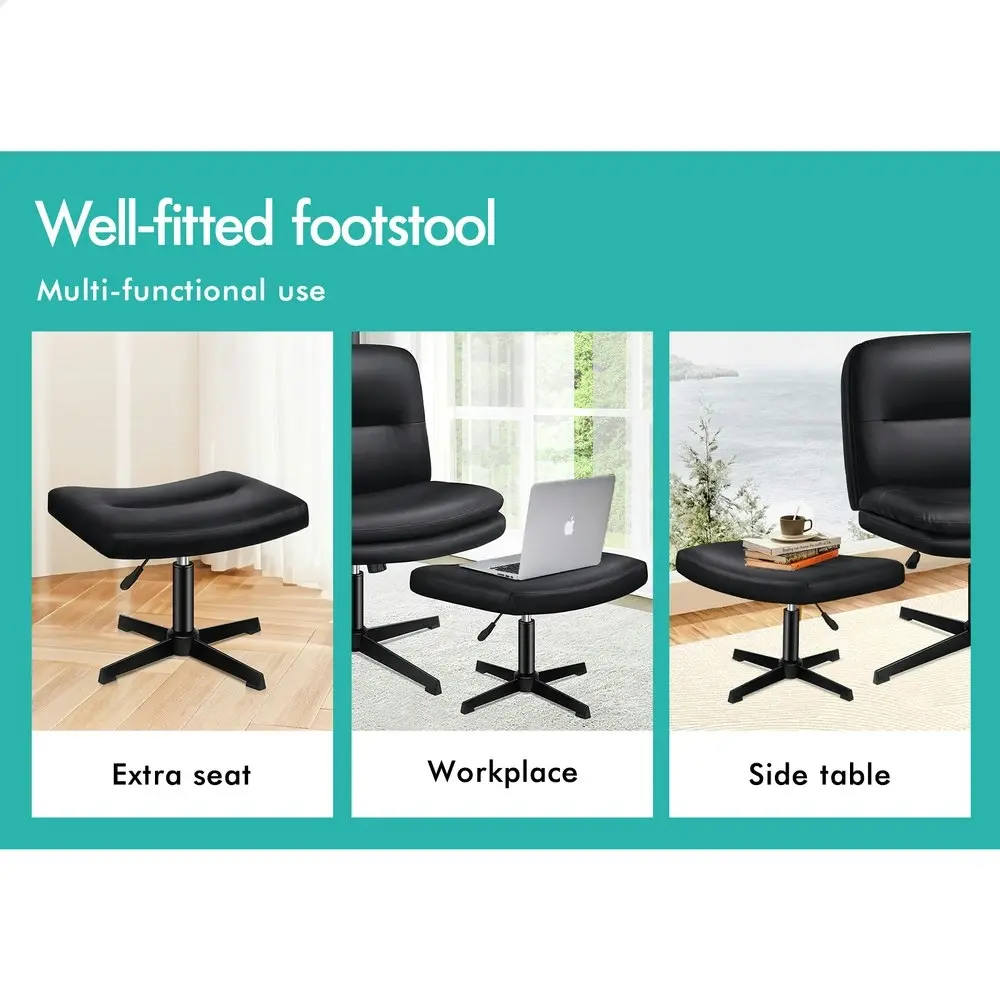 Alfordson Office Chair with Ottoman Black PU Leather