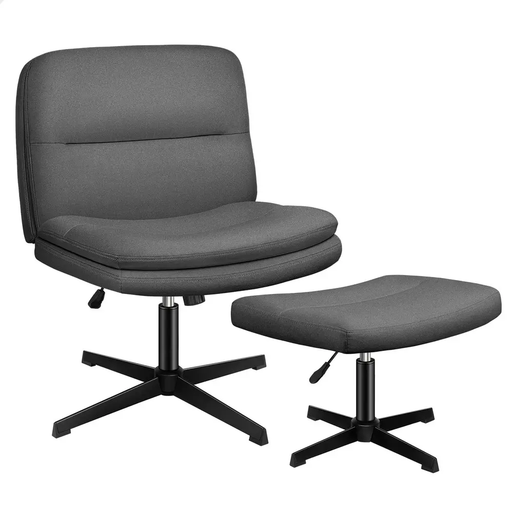 Alfordson Office Chair with Ottoman Grey Fabric