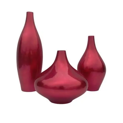 Casa Large Squat Lacquer Vase - Red