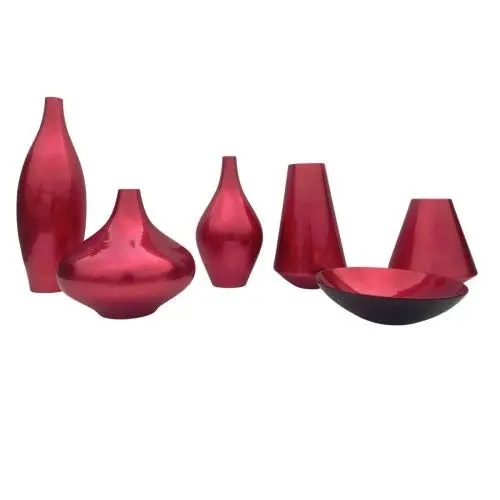 Casa Large Squat Lacquer Vase - Red