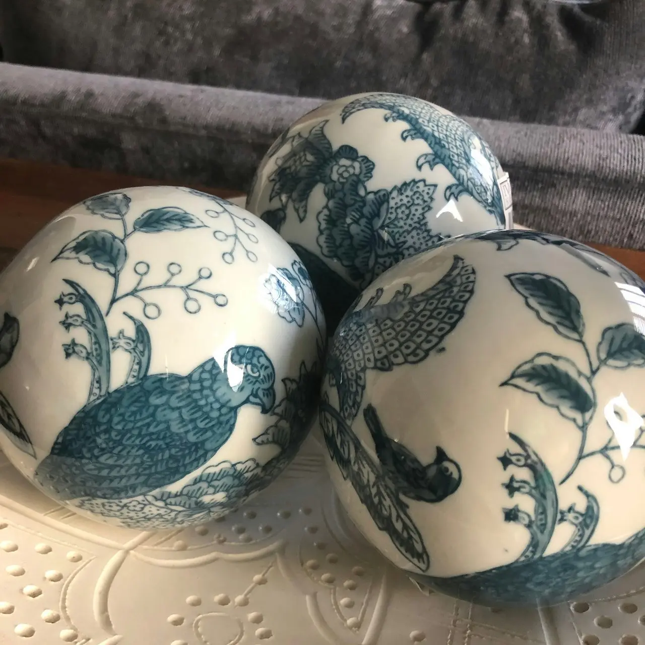 Club Santorini Chinoiserie Decorator Balls in Blue - Set of 4