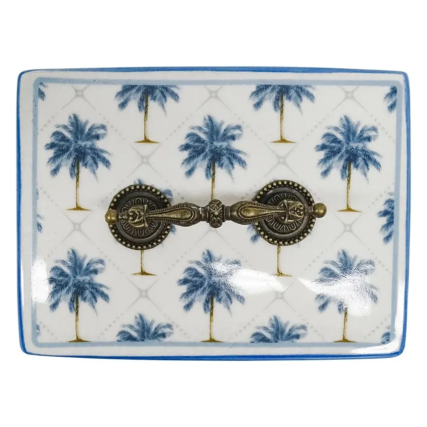 Key Largo Homewares Blue Palm Trinket Box