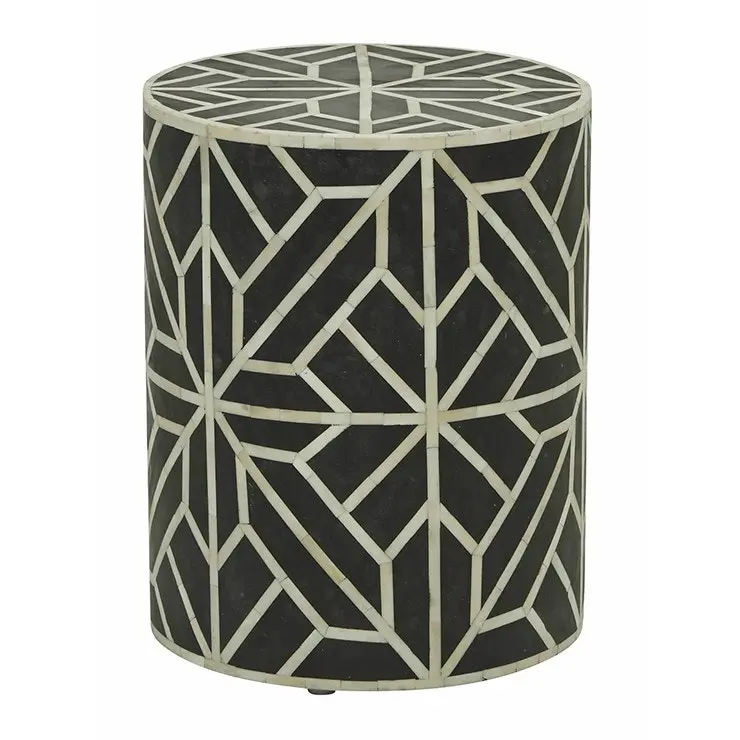 Zohi Interiors Pali Bone Inlay Geometric Side Table