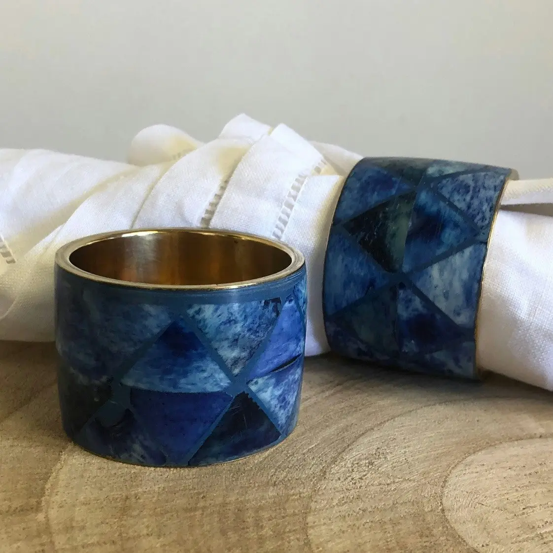 Zohi Interiors Bone Inlay Napkin Ring in Blue