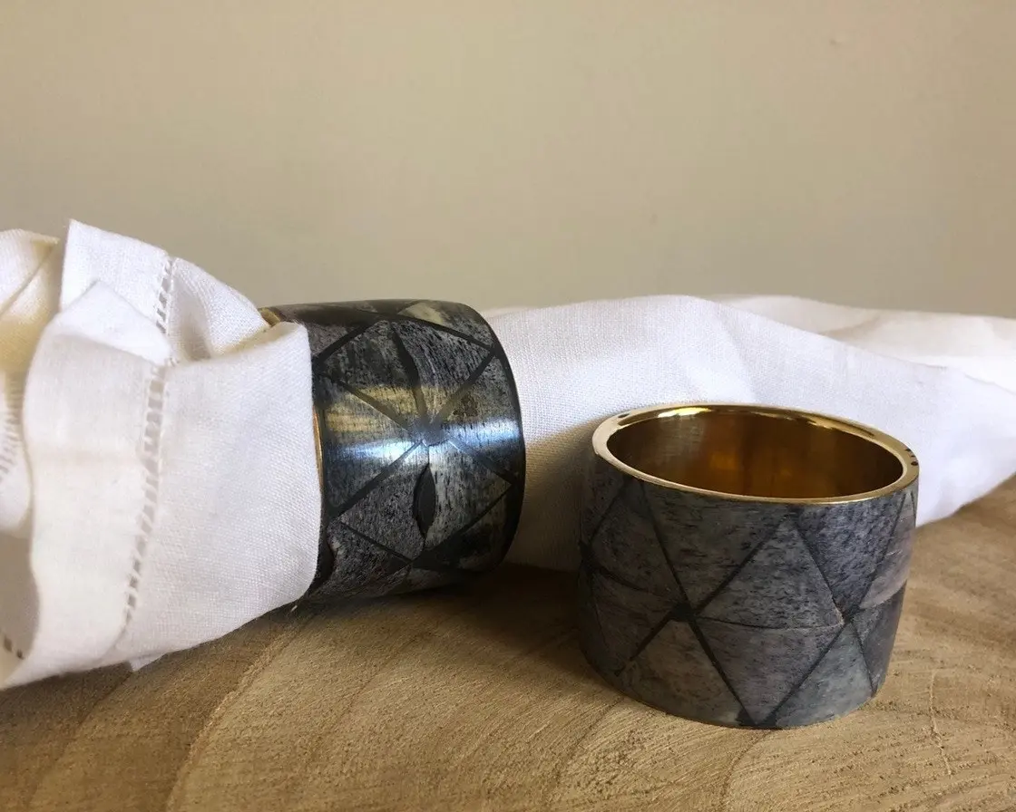 Zohi Interiors Bone Inlay Napkin Ring in Black