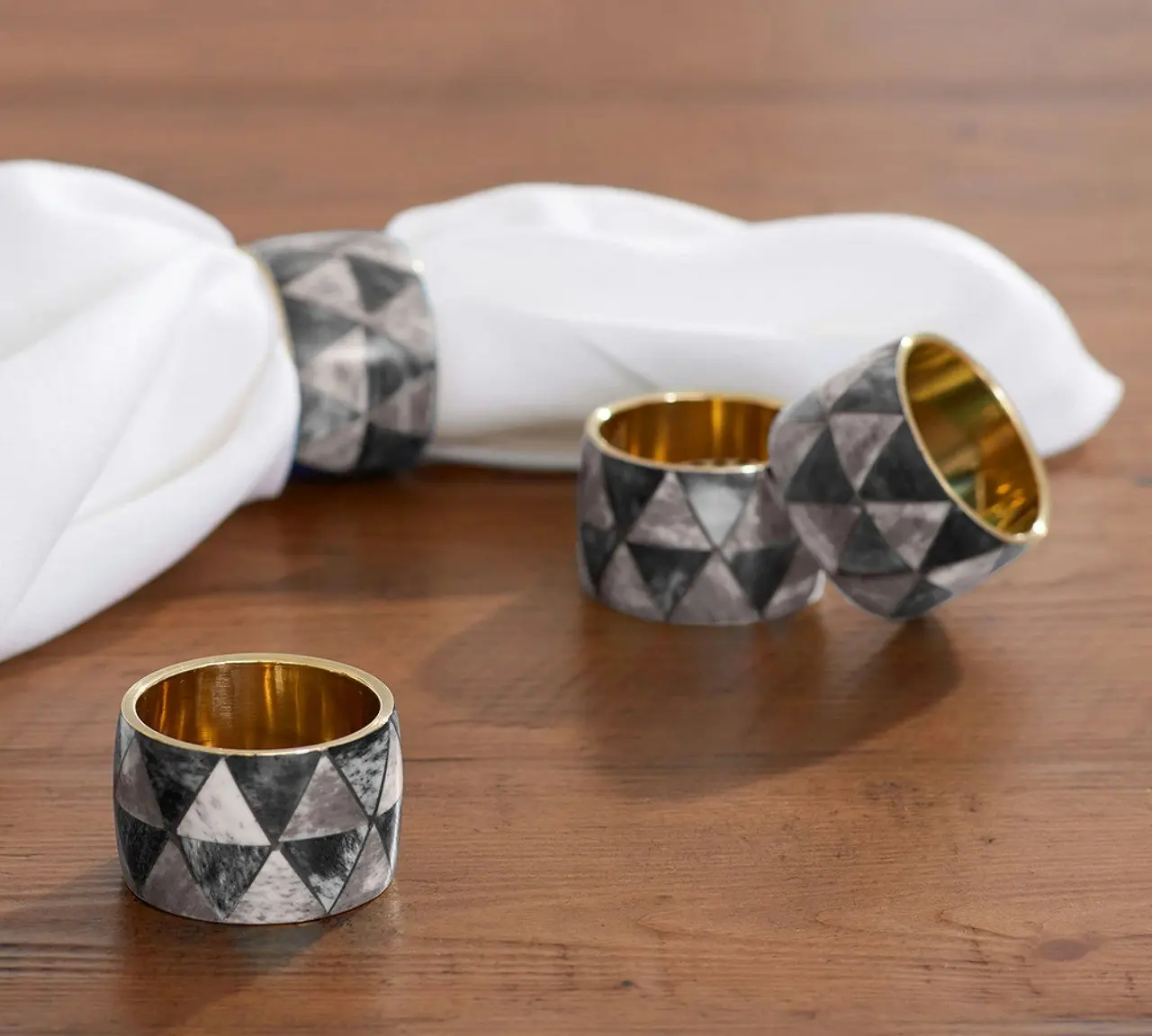 Zohi Interiors Bone Inlay Napkin Ring in Black