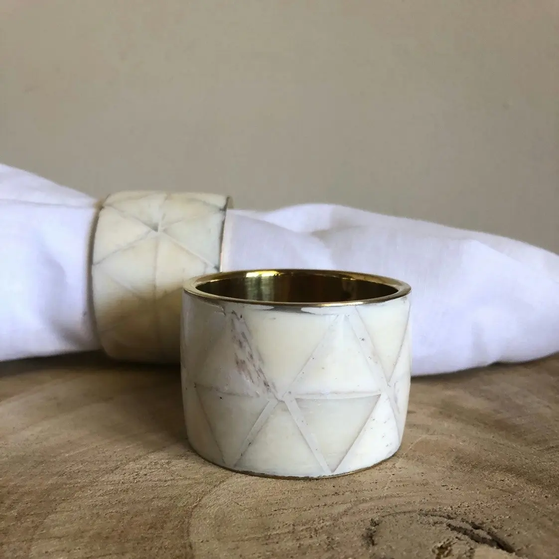 Zohi Interiors Bone Inlay Napkin Ring in White