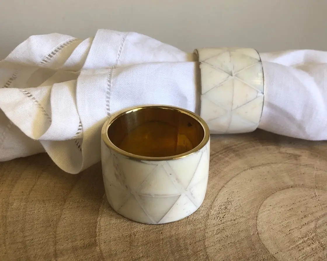 Zohi Interiors Bone Inlay Napkin Ring in White