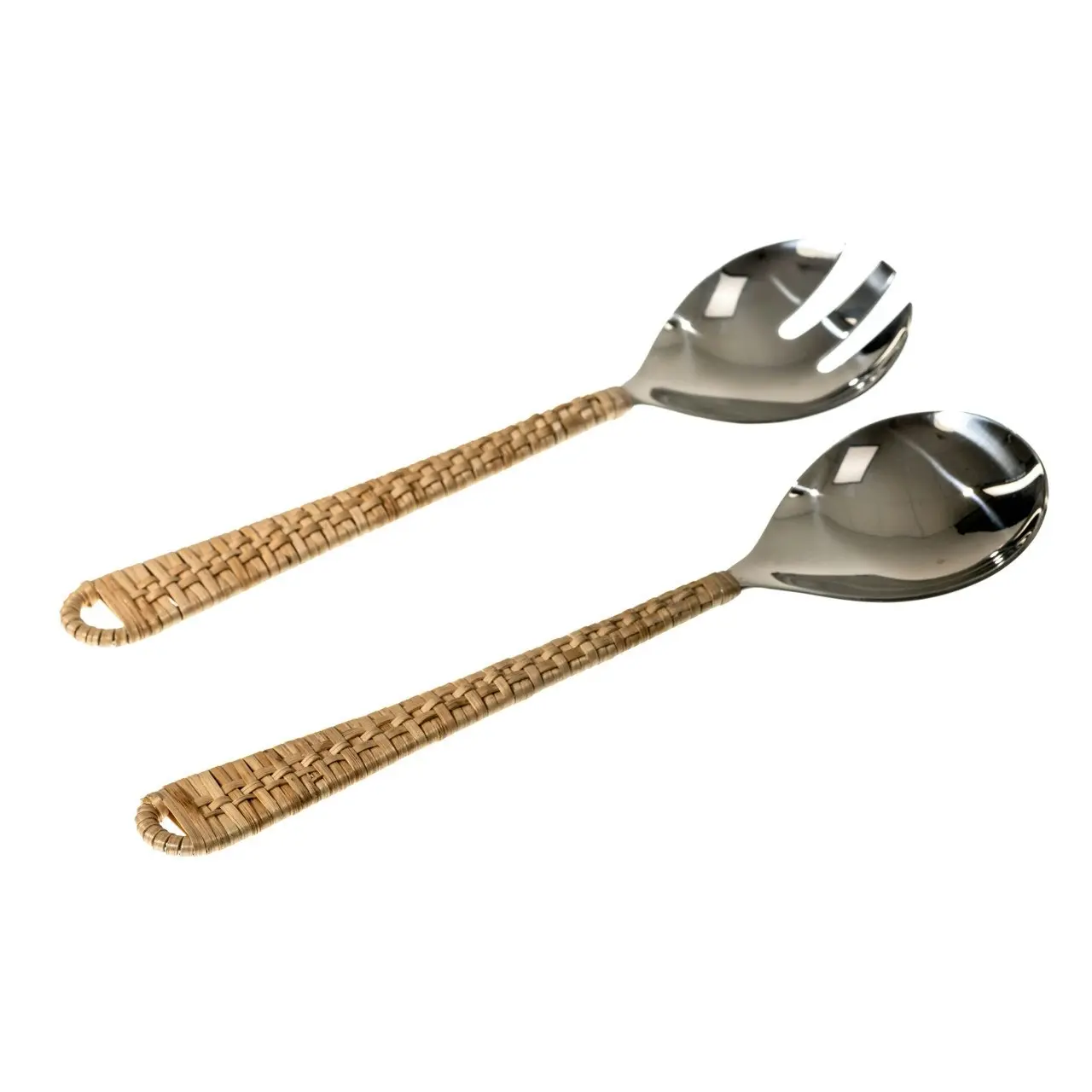 Casa Set of 2 Rattan Woven Salad Servers in Natural