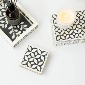 mahlia interiors Manhattan Bone Inlay Coasters in Grey