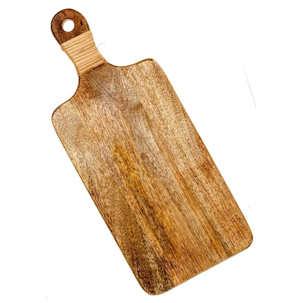 Casa Wood Board with Rattan Wrap Handle in Natural