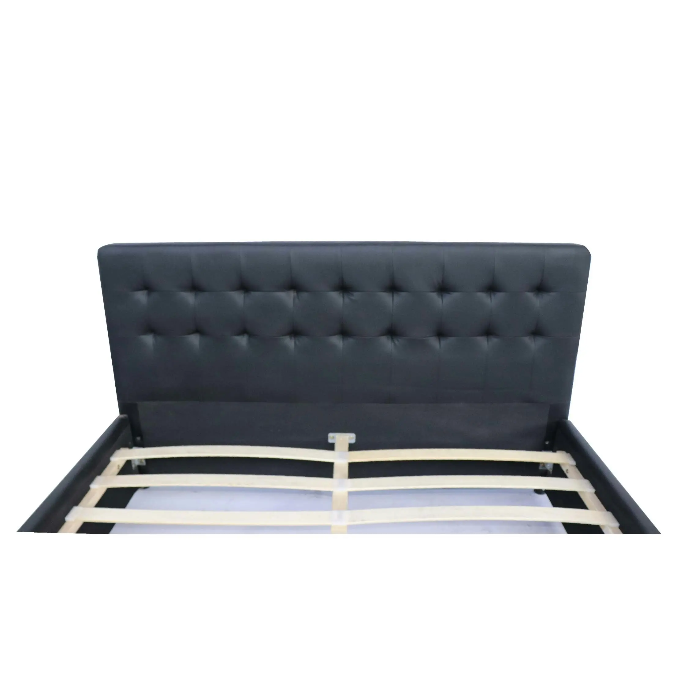 Julie PU Leather Double Bed with Drawers - Black