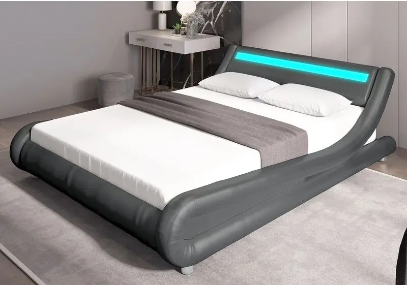 Thomas Grey Queen PU Bed with LED Light