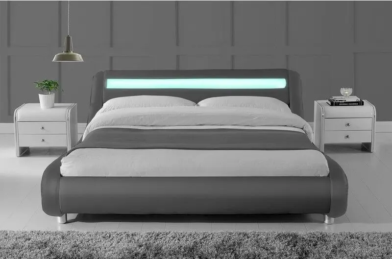 Thomas Grey Queen PU Bed with LED Light