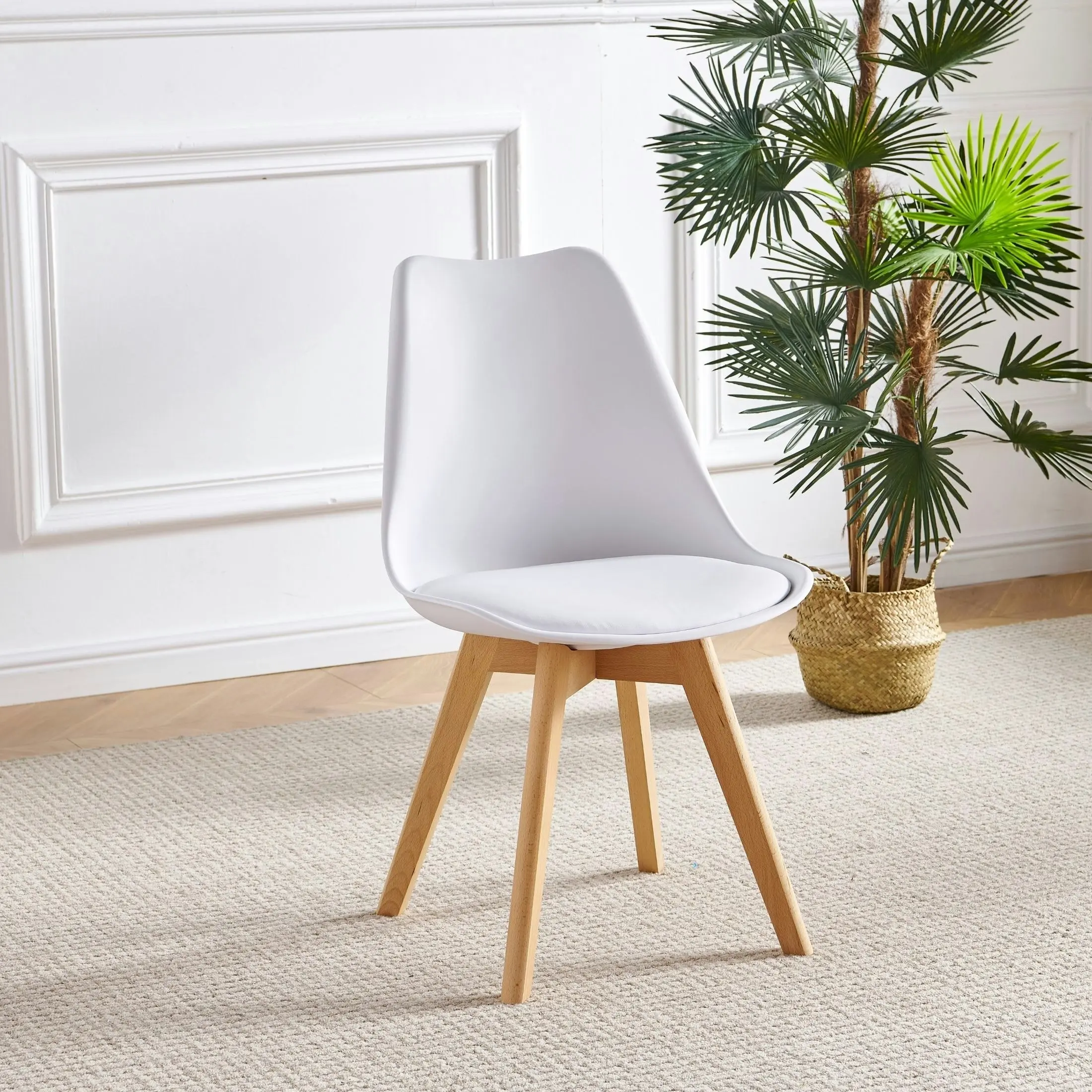 Padded Oliver Replica Dining Chair -White Set of 4