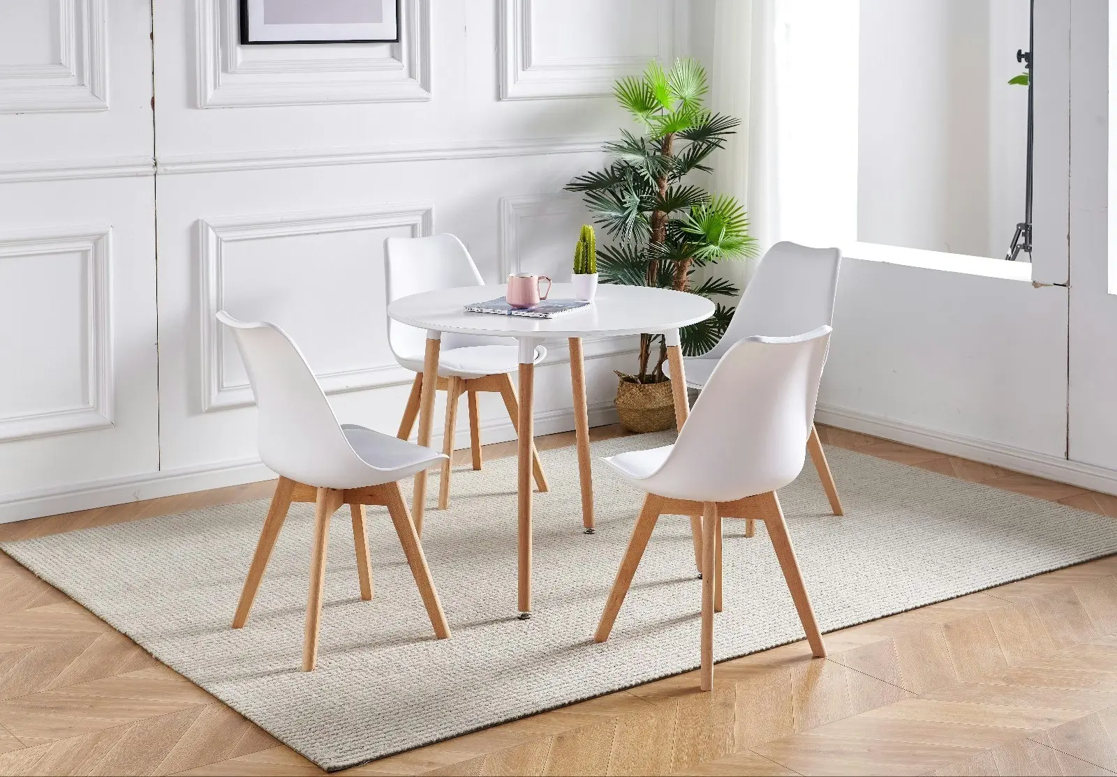 Padded Oliver Replica Dining Chair -White Set of 4