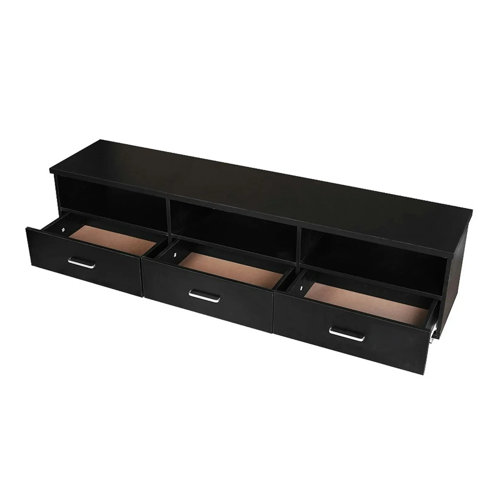 Redfern Tech TV Unit/3 Drawers Entertainment Unit-black - Lowline