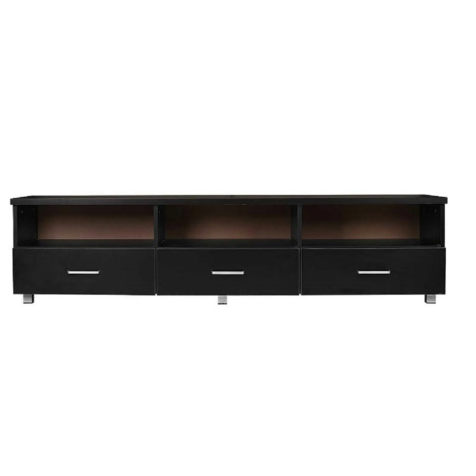 Redfern Tech TV Unit/3 Drawers Entertainment Unit-black - Lowline