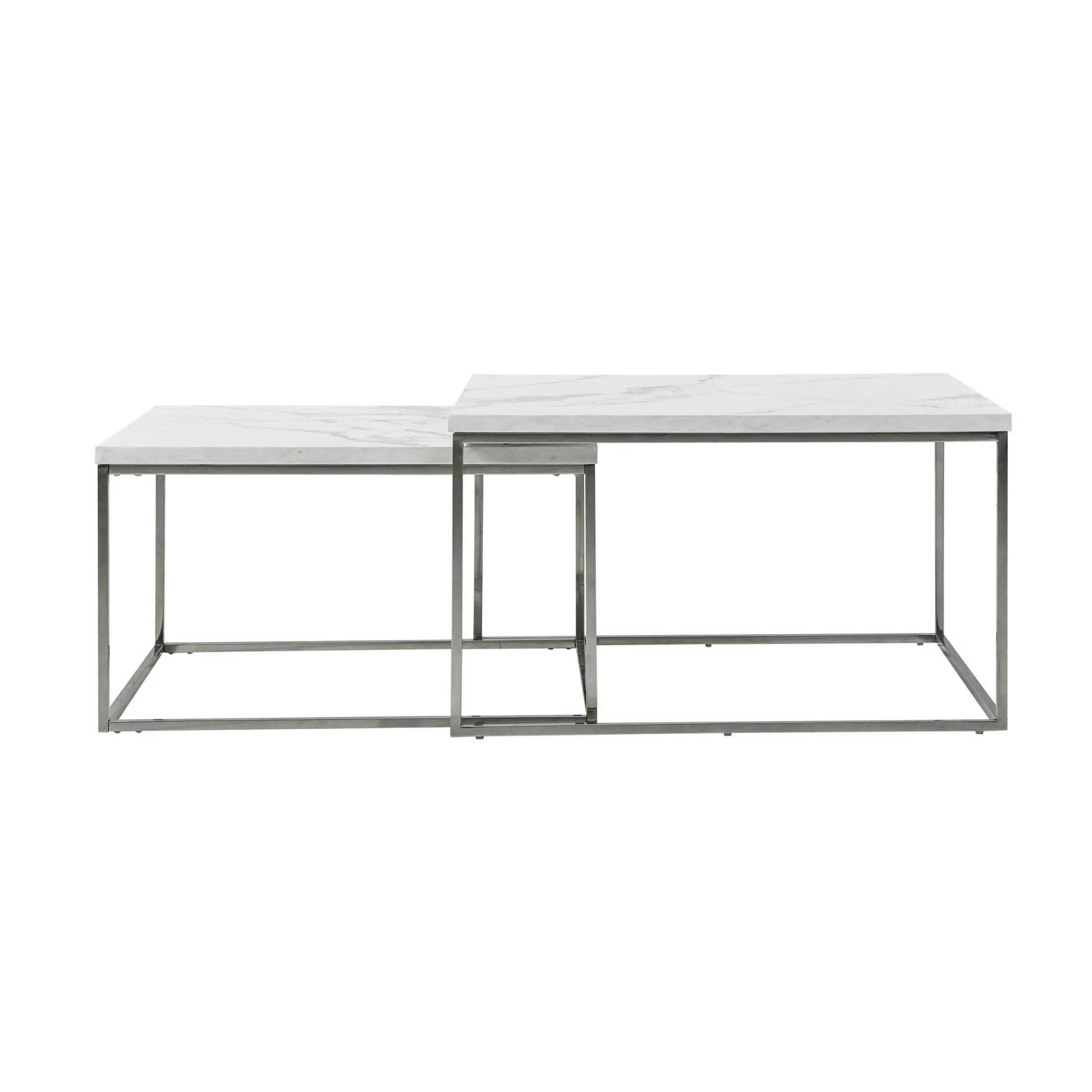 Karma  Square Coffee Table Set - Marble white