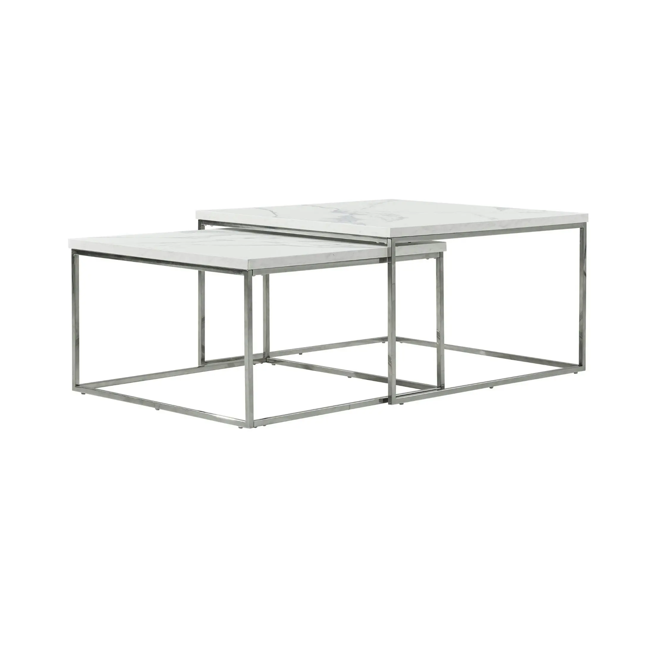 Karma  Square Coffee Table Set - Marble white