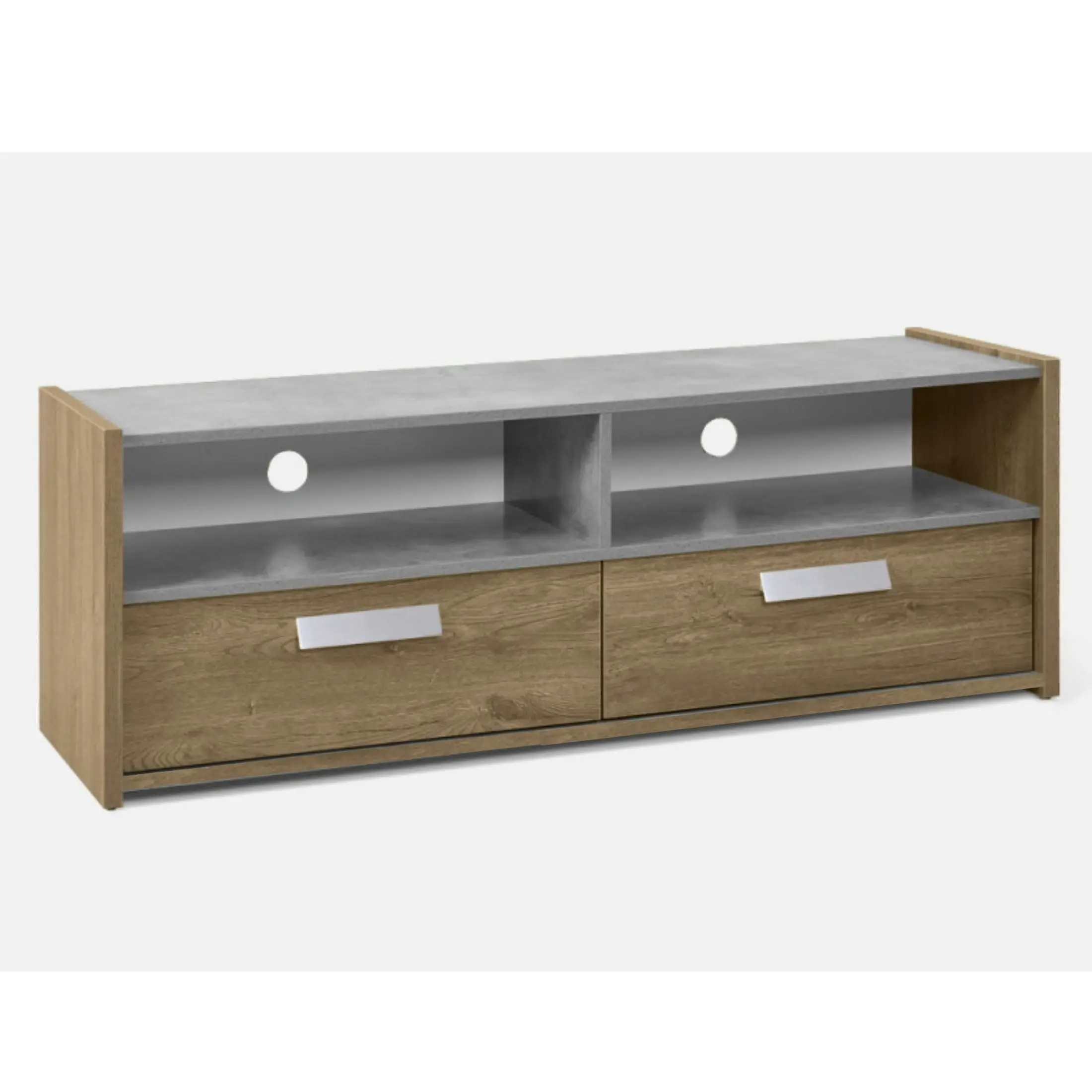 Simon TV Stand -HS9057- FIRST DRAWER: DARK OAK#407109, OTHERS: CEMENT#1107-11