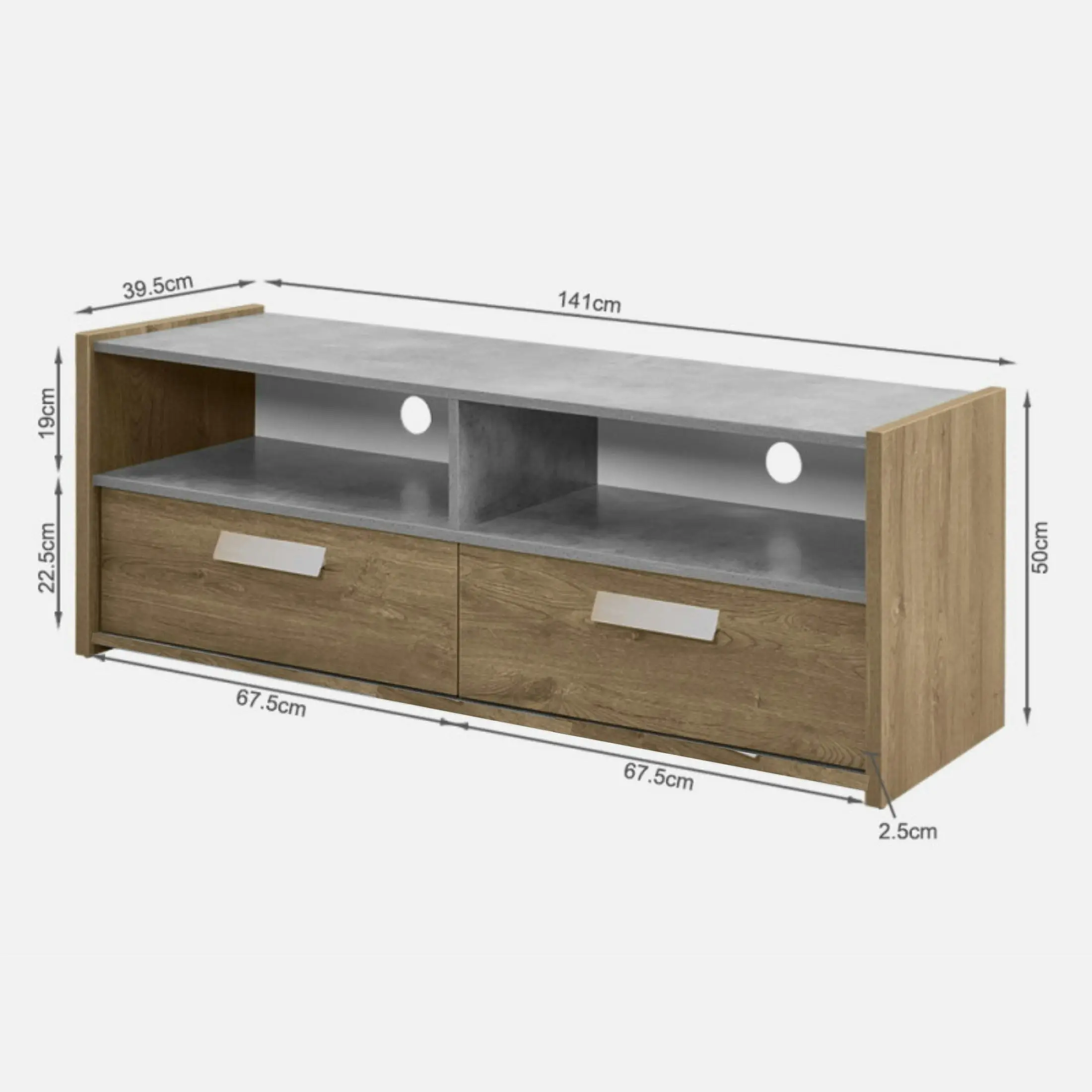 Simon TV Stand -HS9057- FIRST DRAWER: DARK OAK#407109, OTHERS: CEMENT#1107-11