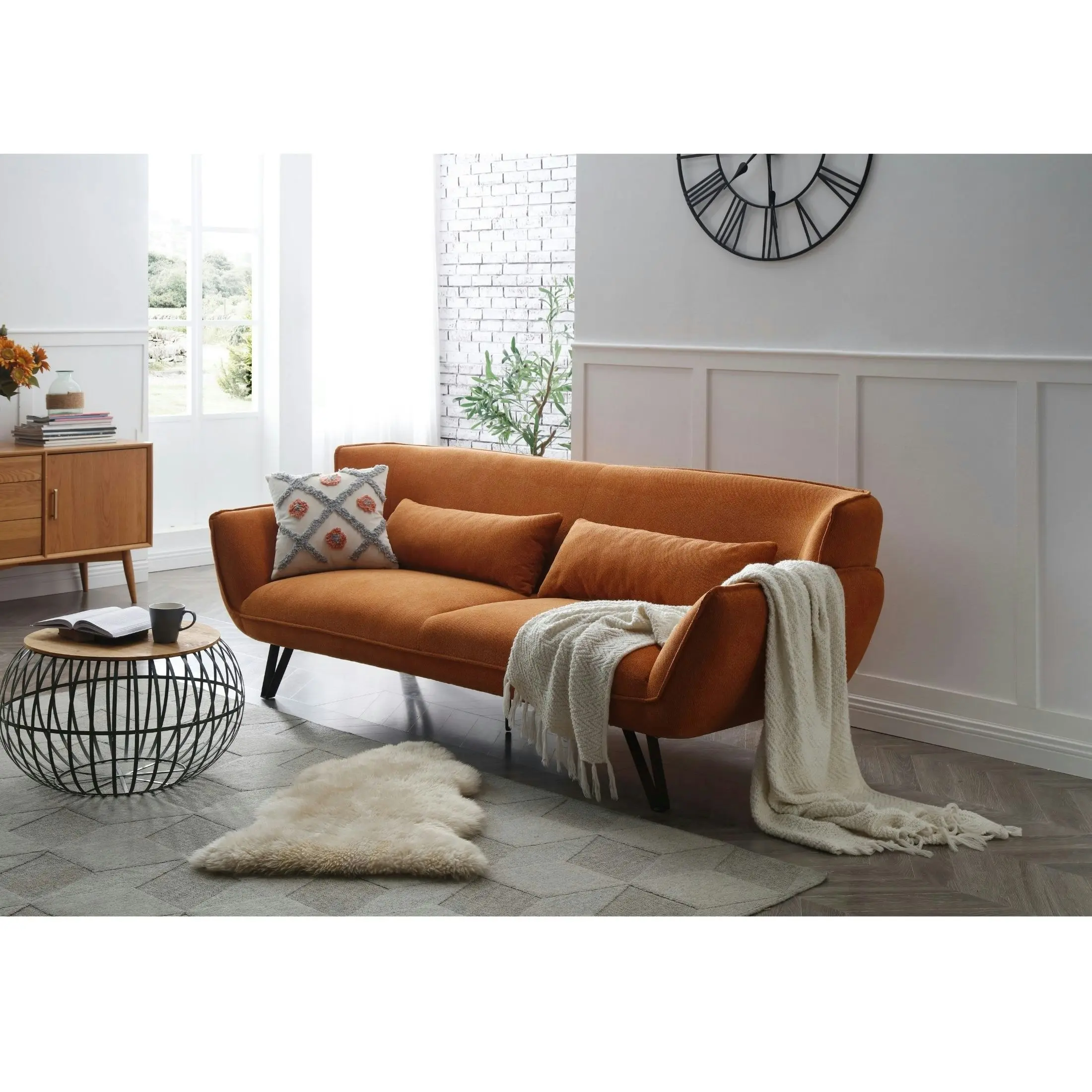 Amber 3 Seater Sofa - Orange Colour