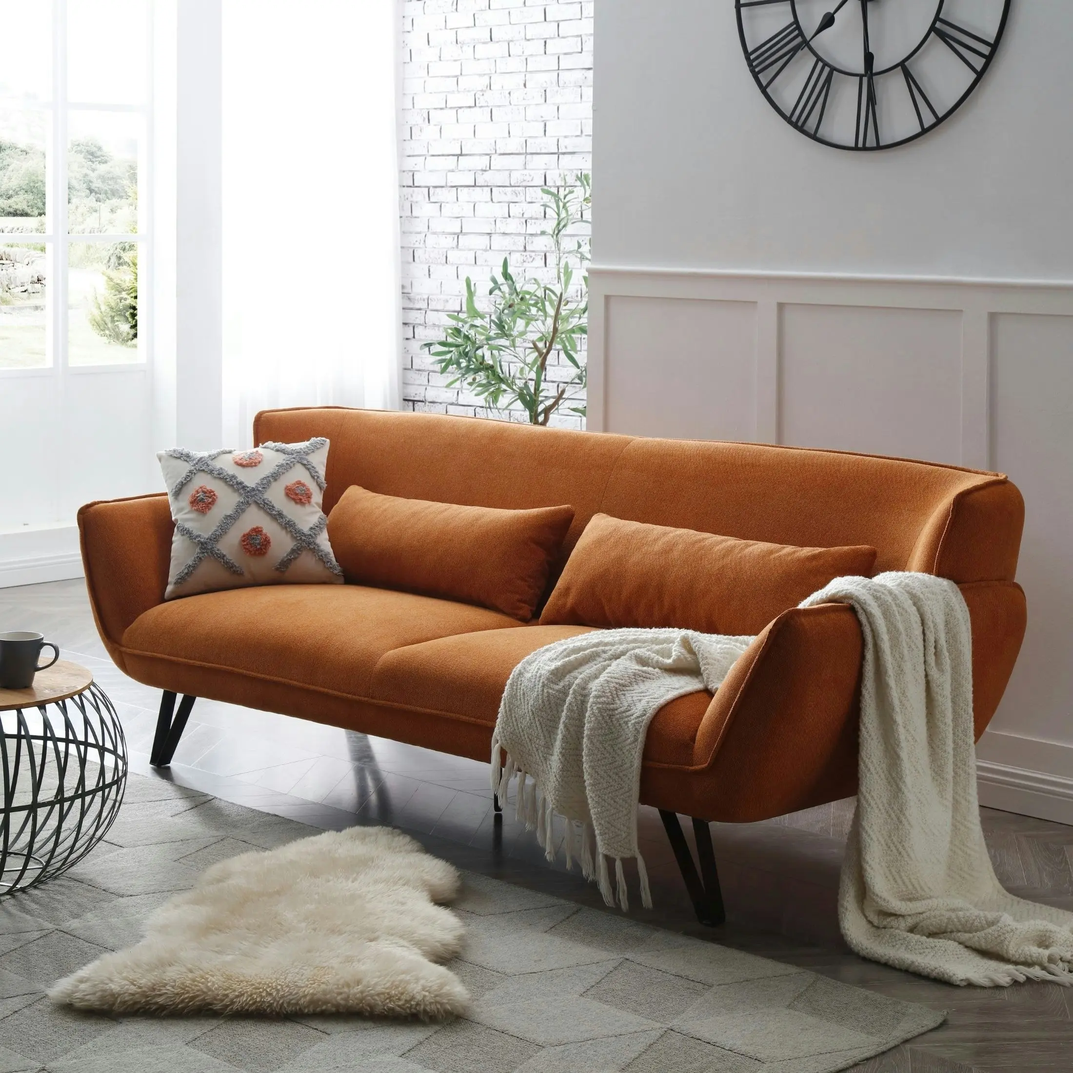 Amber 3 Seater Sofa - Orange Colour