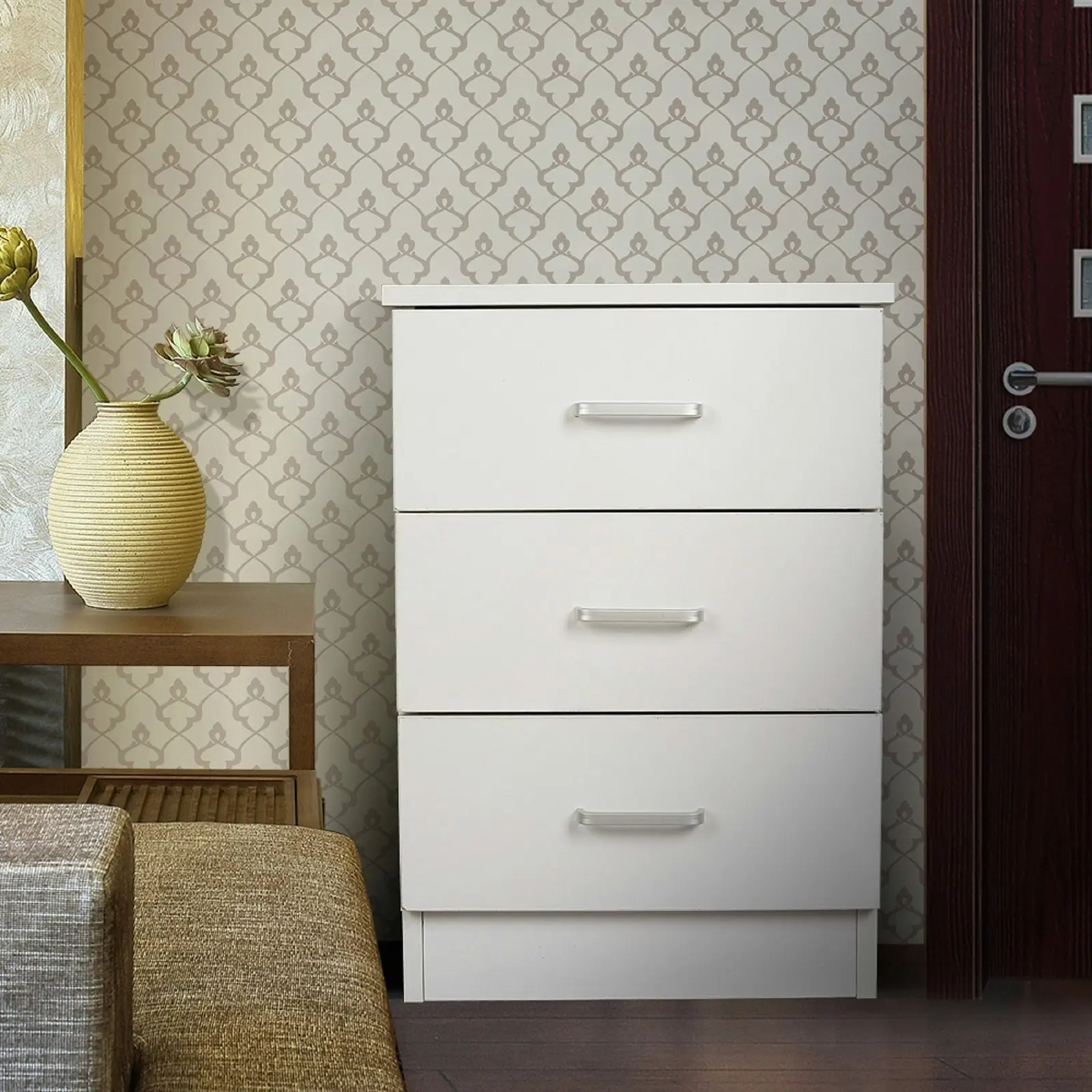 HEQS 3 Drawers Bedside V3 - White