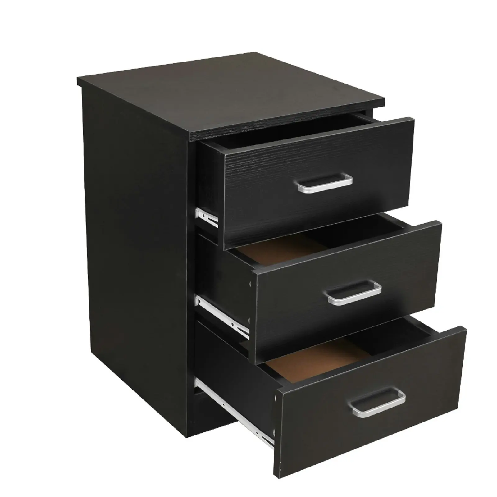 HEQS 3 Drawers Bedside - Black