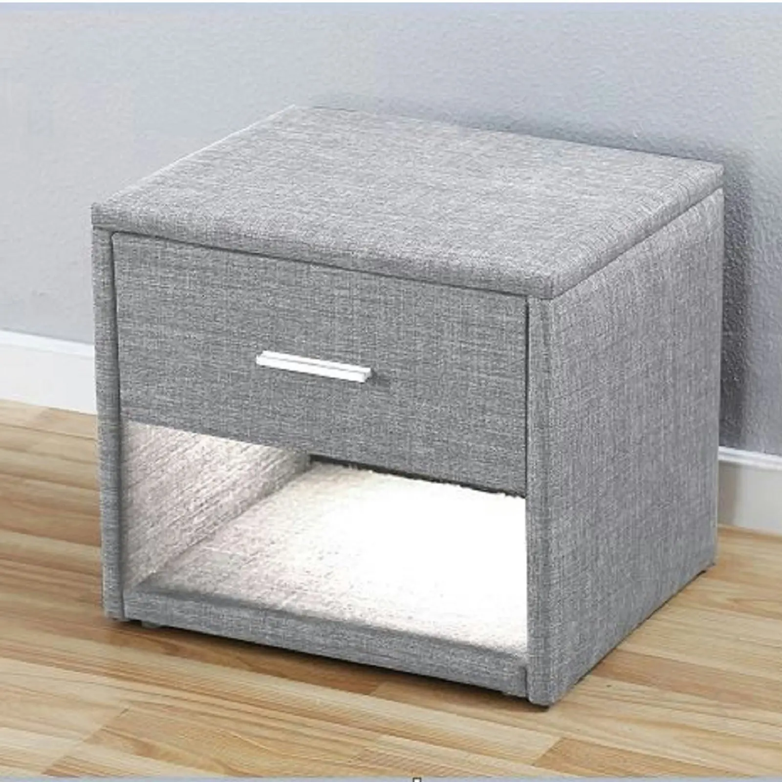 Nicole Fabric Bedside Table with LED light