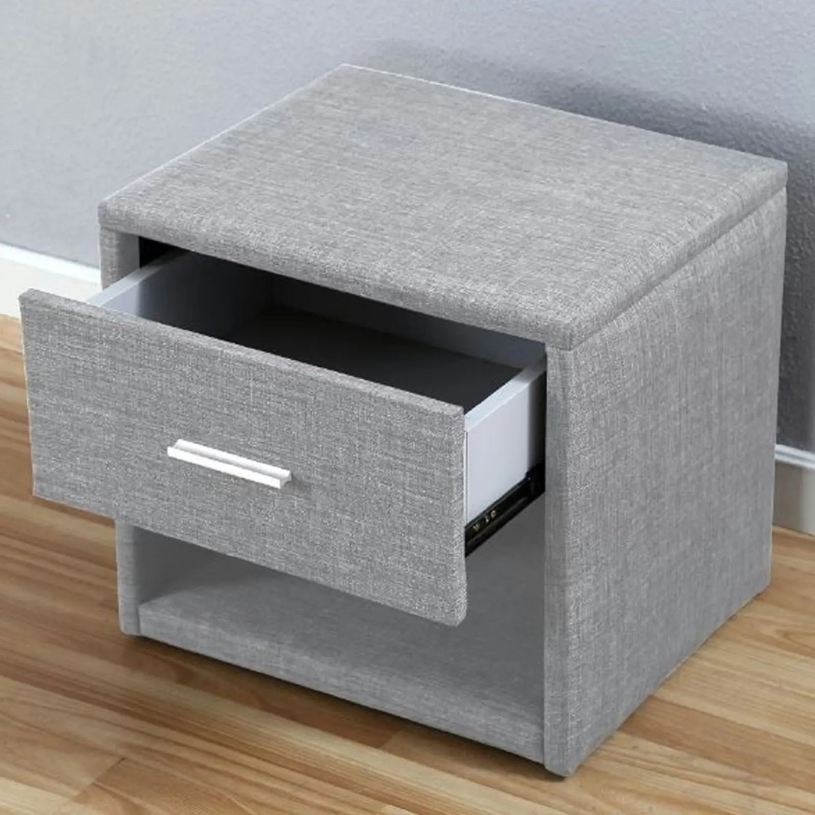 Nicole Fabric Bedside Table with LED light