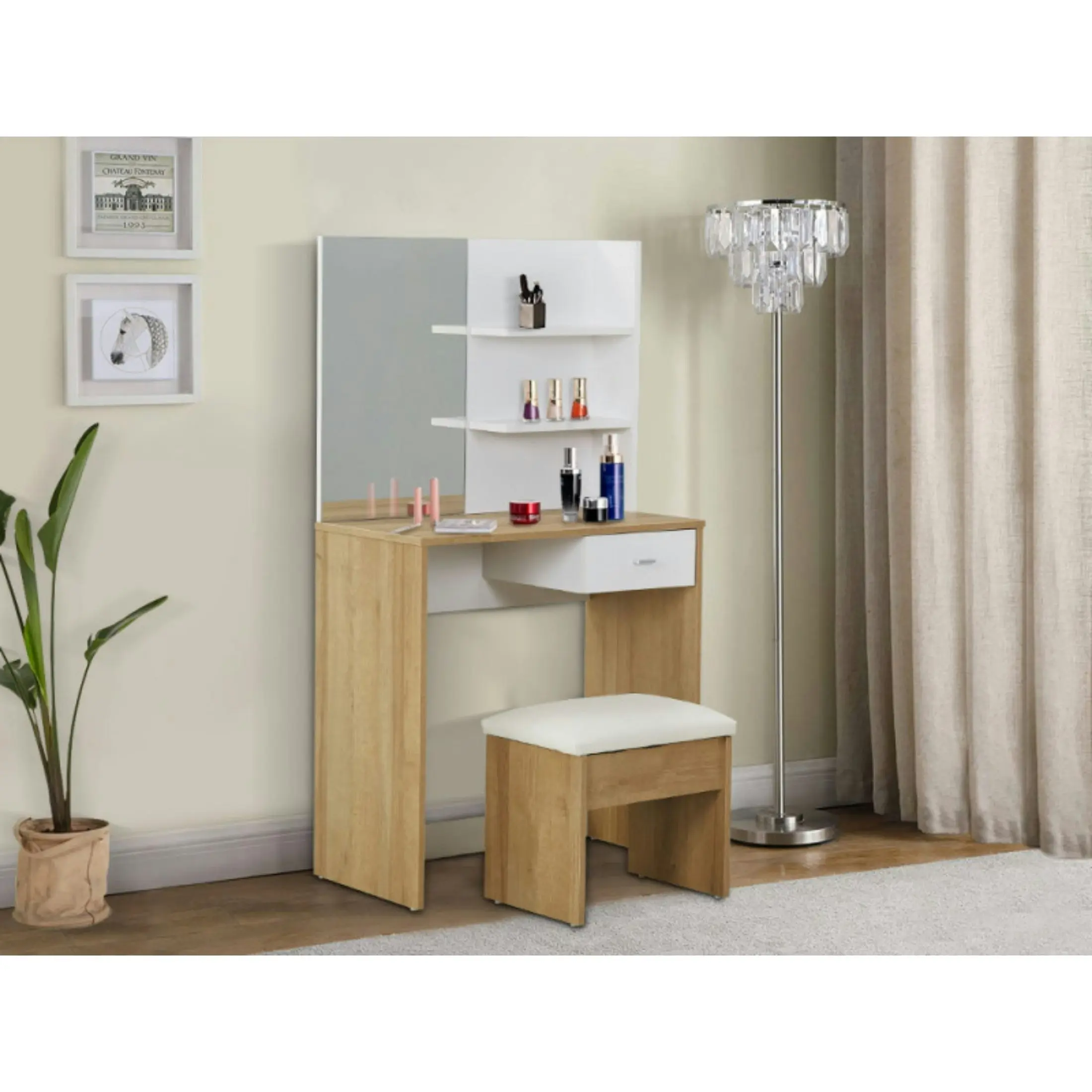 Glebe Mirroed  Dresser with Stool