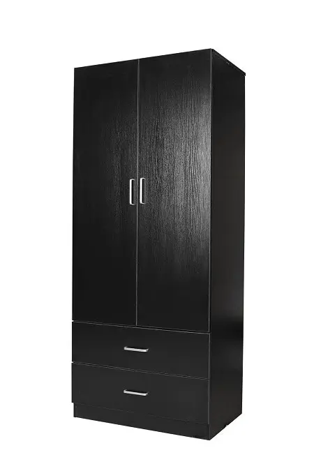 Redfern 2 Door 2 Drawer Wardrobe - Black