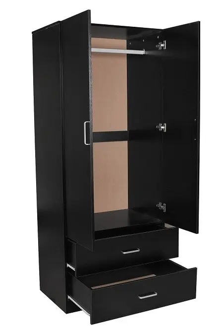 Redfern 2 Door 2 Drawer Wardrobe - Black