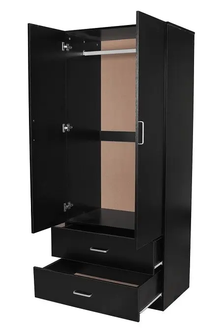 Redfern 2 Door 2 Drawer Wardrobe - Black