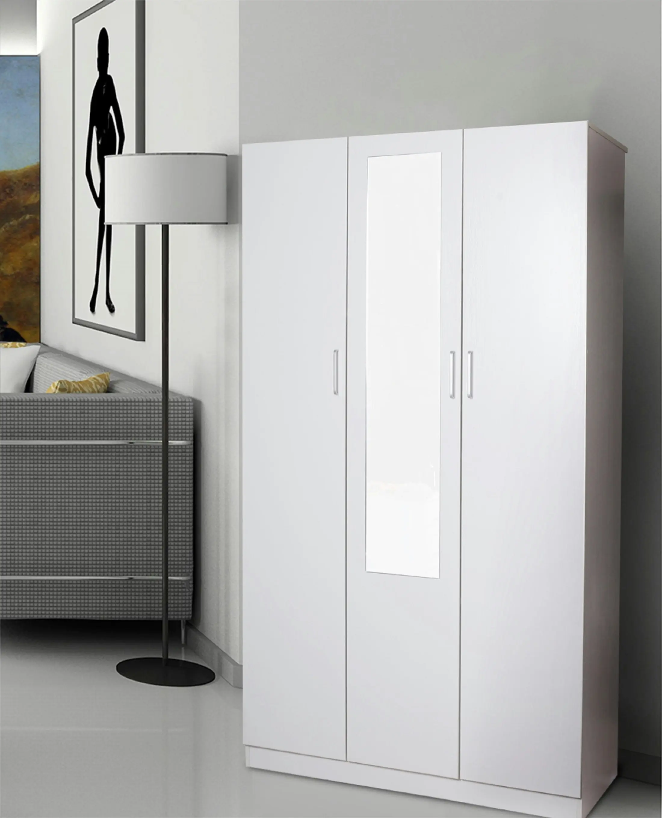 HEQS Redfern 3 Doors Combo with Mirror - White