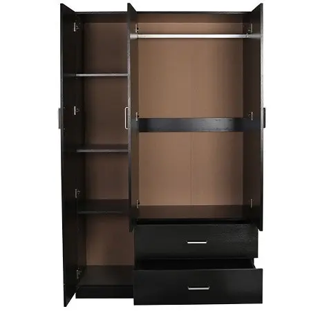 Redfern 3 Door 2 Drawer Wardrobe with Mirror -Black